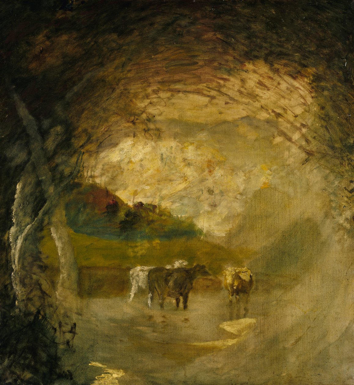 有树木和牛的风景，1897年以前。 作者 阿尔伯特·平克汉姆·赖德