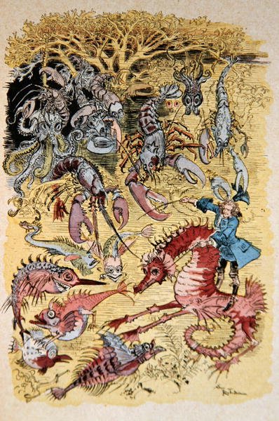 蒙乔生男爵历险记》中的插图（彩色平印）。 作者 阿尔伯特·罗比达