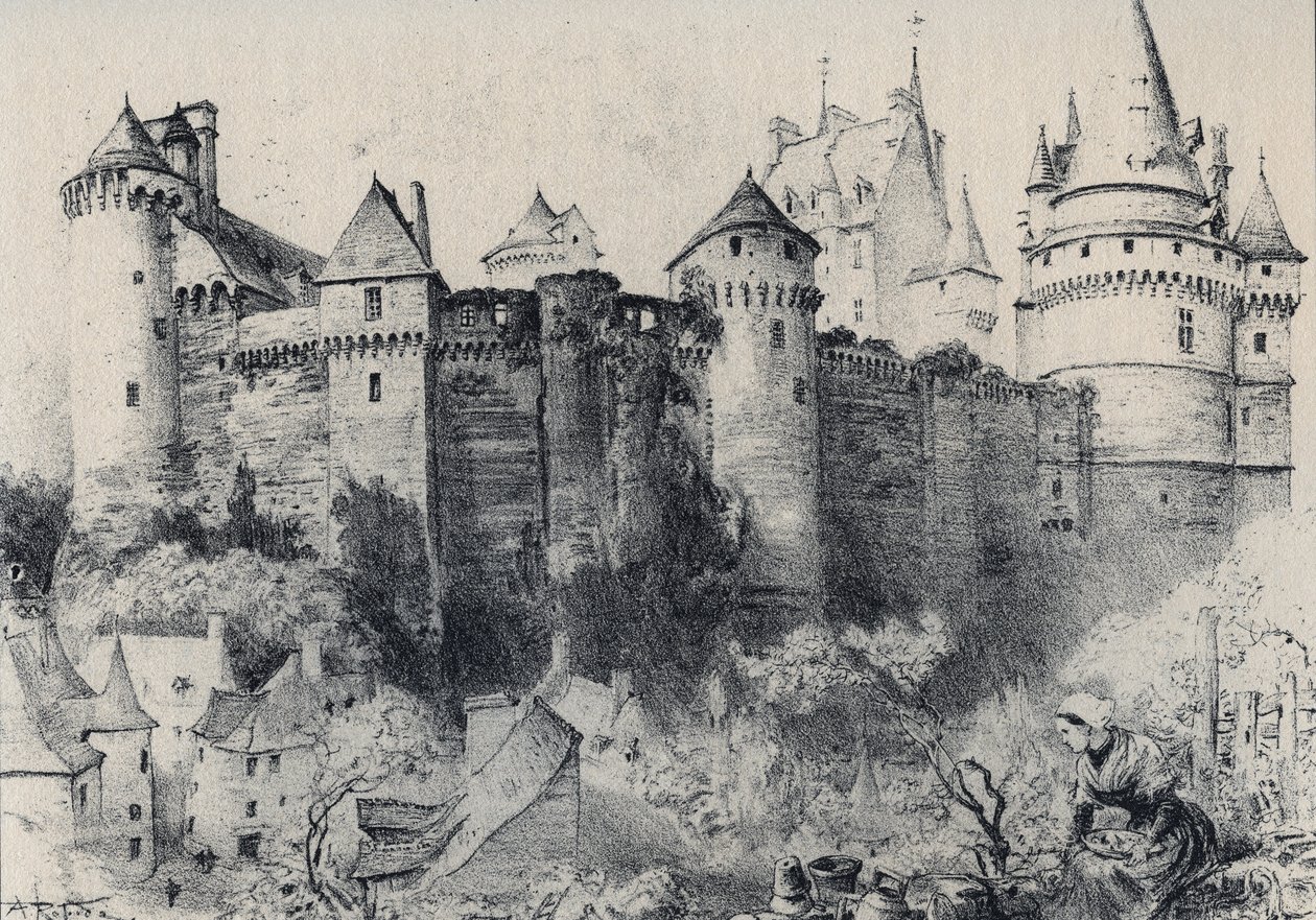 La Chateau fort de Vitre en Ille-et-Vilaine - La vieille France - La Bretagne - text, drawings and lithographs, by Albert Robida (1848-1926) undated end 19th century 作者 阿尔伯特·罗比达