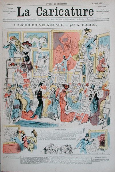 开幕日，摘自《漫画》，1891年5月7日（彩色平印）。 作者 阿尔伯特·罗比达