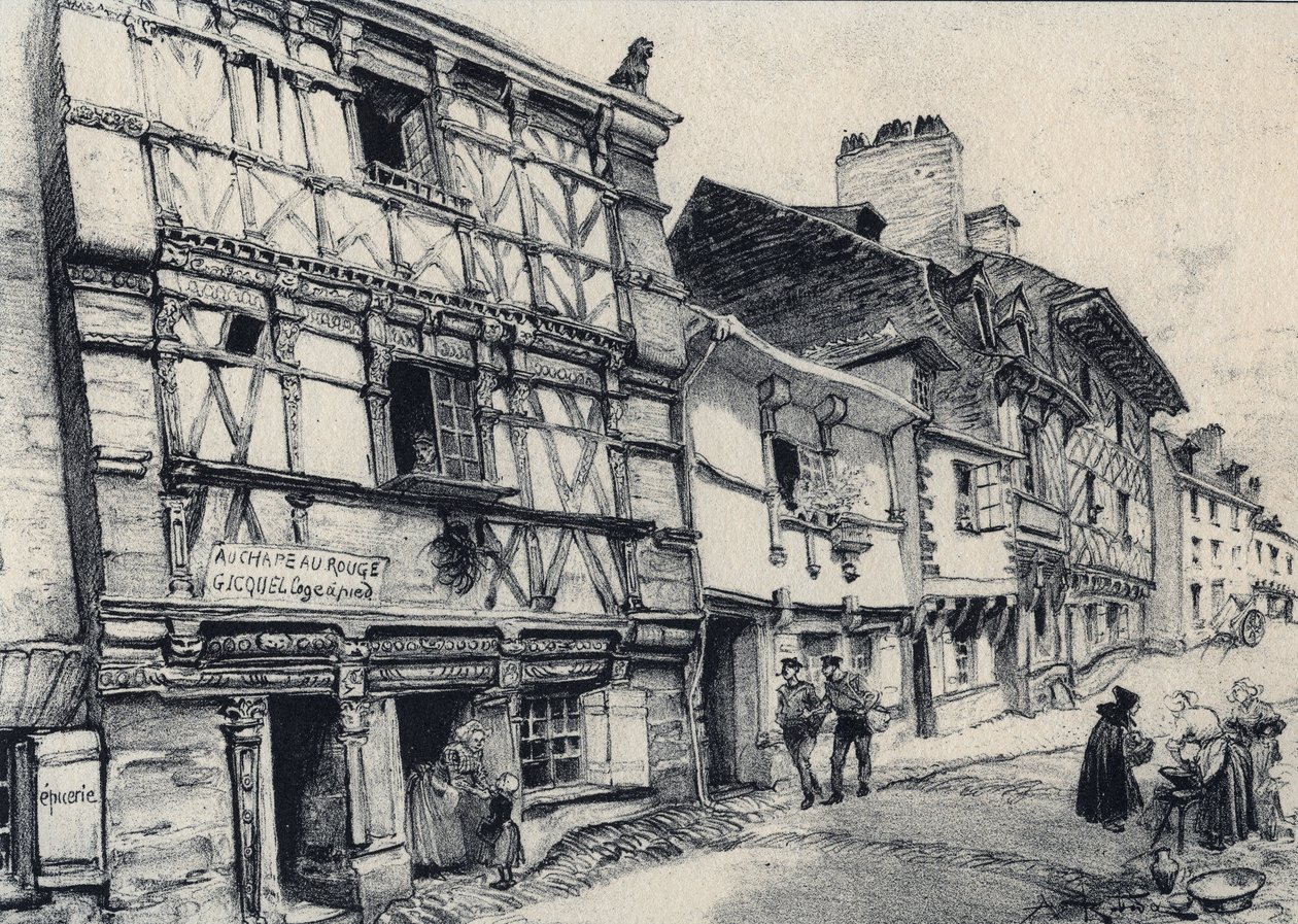 Rue Fardel a Saint Brieuc (Saint-Brieuc) - Old France - Brittany - text, drawings and lithographs, by Albert Robida (1848-1926) undated end 19th century 作者 阿尔伯特·罗比达