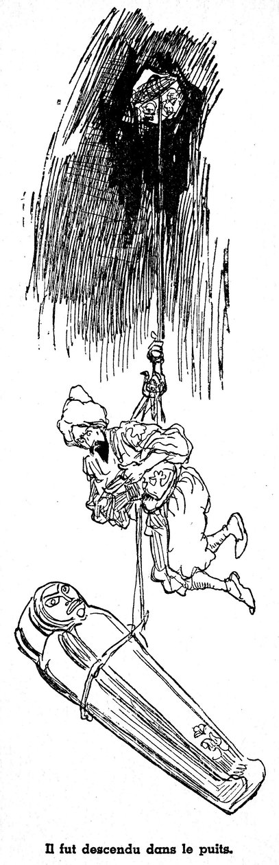 水手辛巴达（Sindbad）--一千零一个（1001）夜晚的故事--1948 年书籍插图（福尔廷版，《童年的奇妙影像》集），讲述了他的冒险经历--插图作者：阿尔伯特-罗比达（1848 - 1926 年）--第四次航行：四 作者 阿尔伯特·罗比达