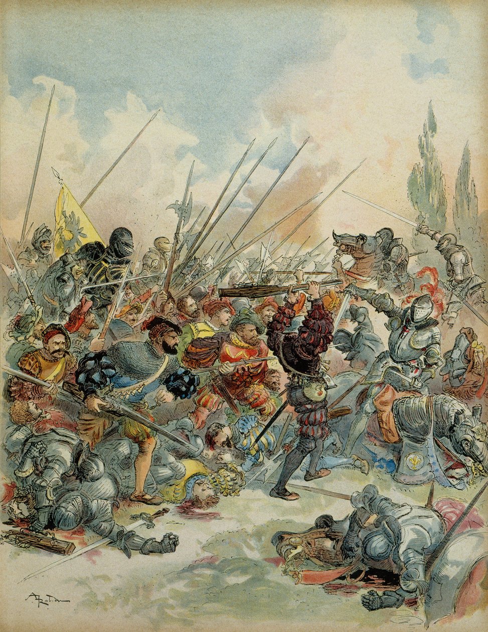 第六次意大利战争（1521-1526）：国王弗朗索瓦一世（1494-1547）2月24日在帕维亚（意大利） 作者 阿尔伯特·罗比达