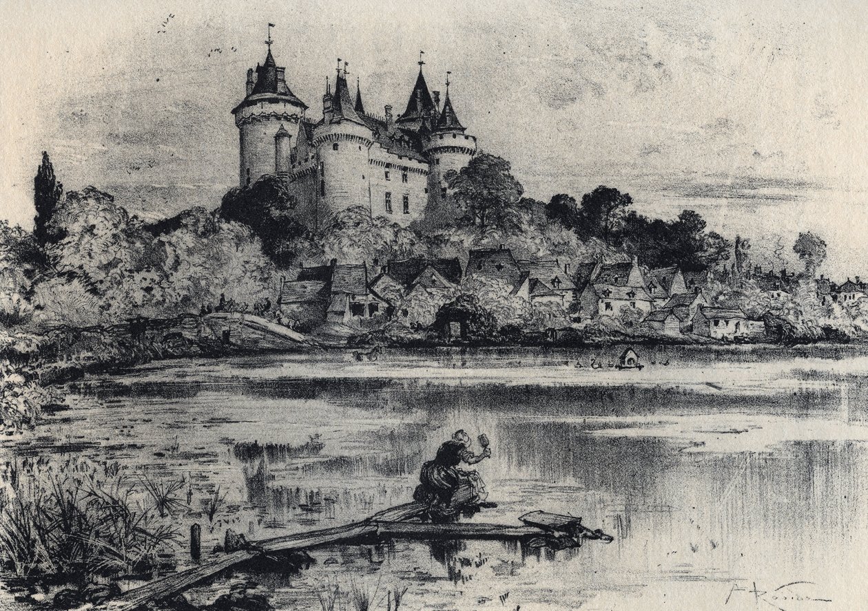 位于Ille-et-Vilaine的Combourg城堡--旧法国--布列塔尼--文字、图画和石版画，作者Albert Robida（1848-1926），无日期 19世纪末 作者 阿尔伯特·罗比达