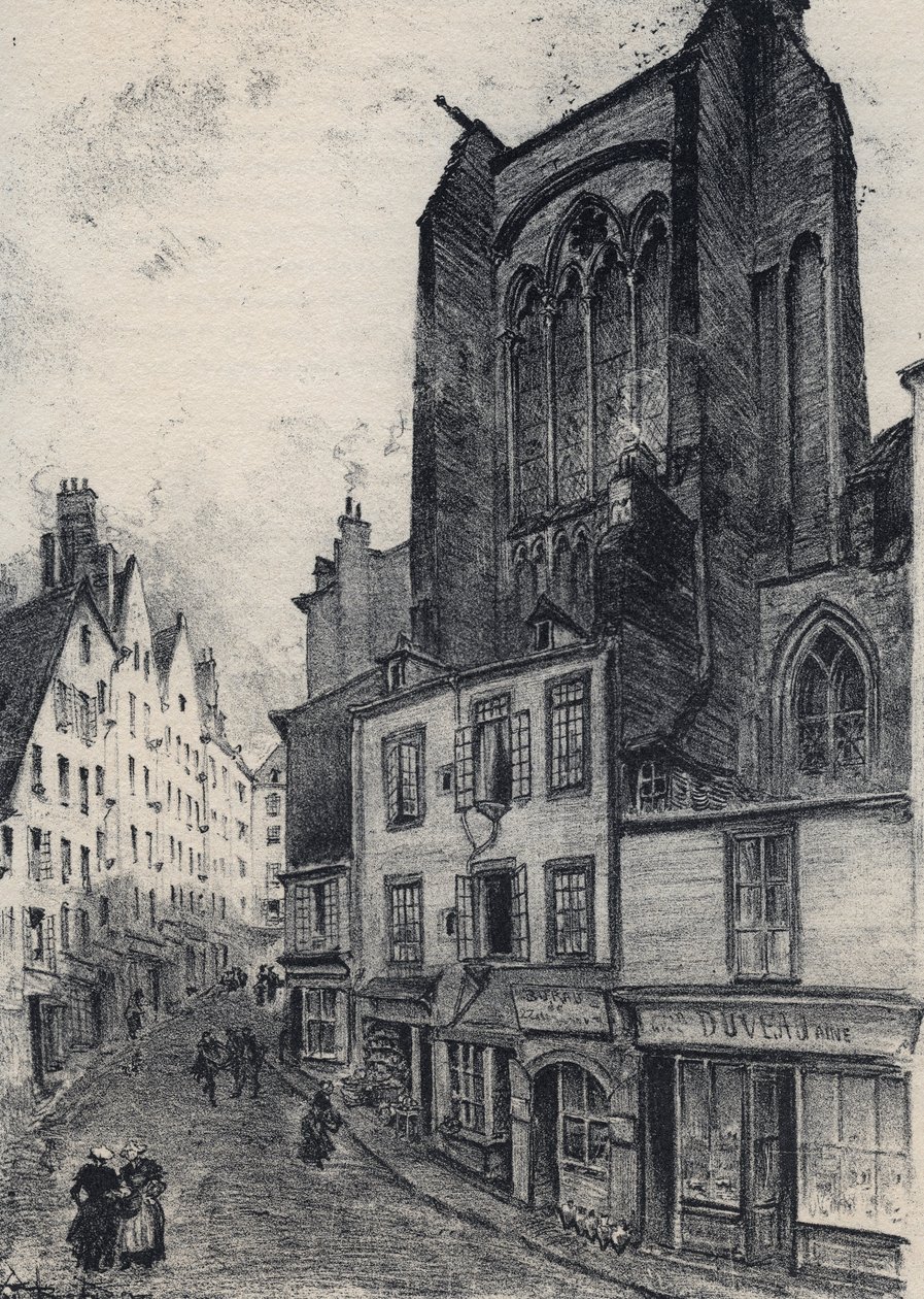 Une rue de Saint Malo - La vieille France - La Bretagne - 文本、图画和石版画，作者Albert Robida (1848-1926)，无日期 19世纪末 作者 阿尔伯特·罗比达
