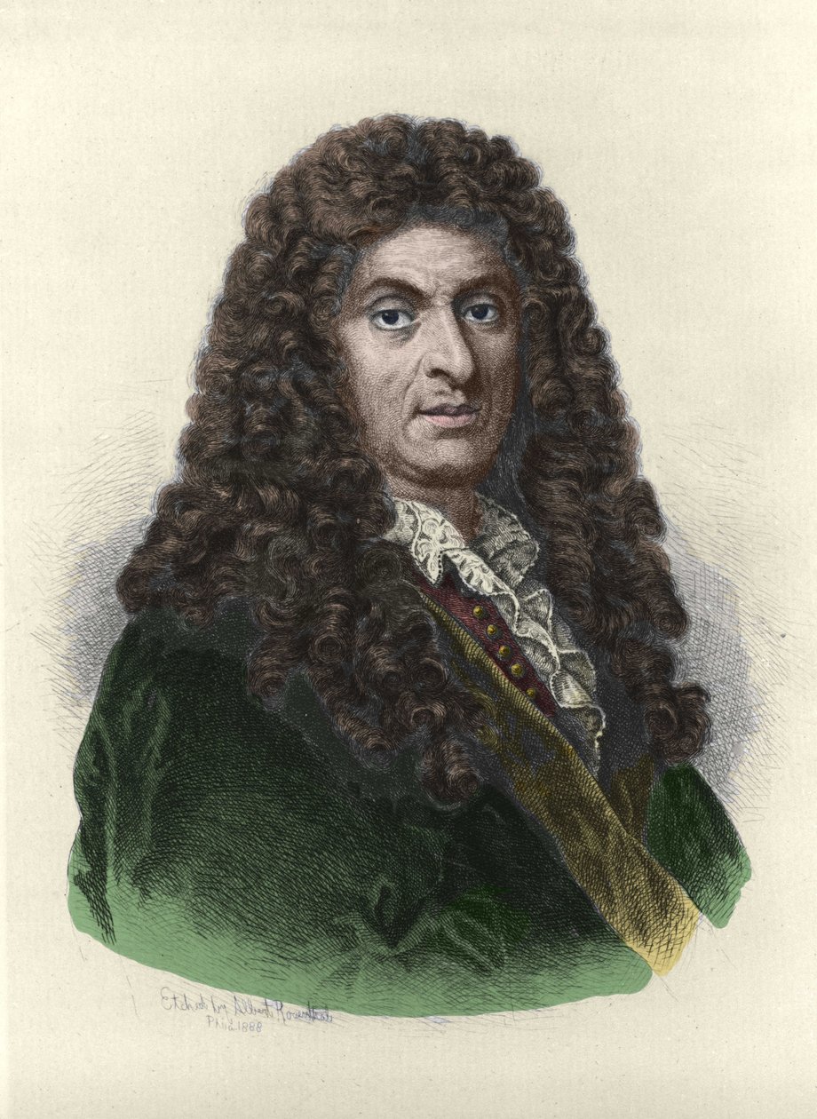亨利·珀塞尔（1659-1695）的肖像，英国作曲家，根据阿尔伯特·罗森塔尔的画作。 作者 阿尔伯特·罗森塔尔
