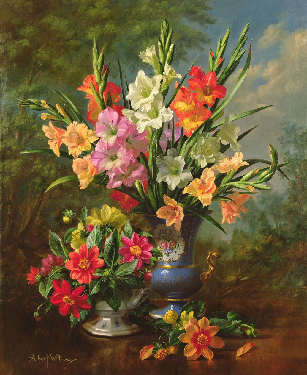 AB1062B Gladioli和Dahlias 作者 阿尔伯特·威廉姆斯