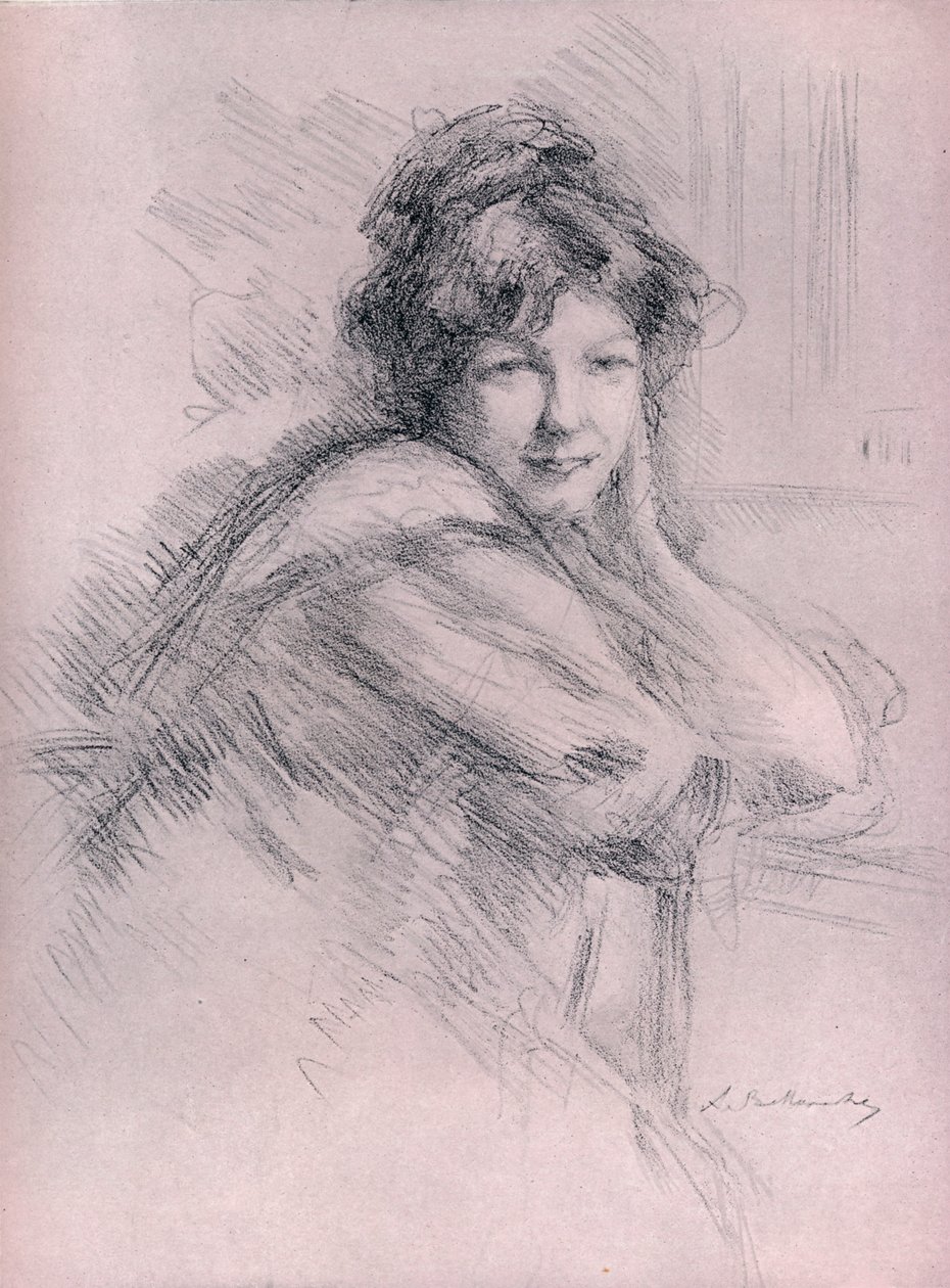 女人的石版画肖像，c1905 作者 阿尔伯特·德·贝勒罗什