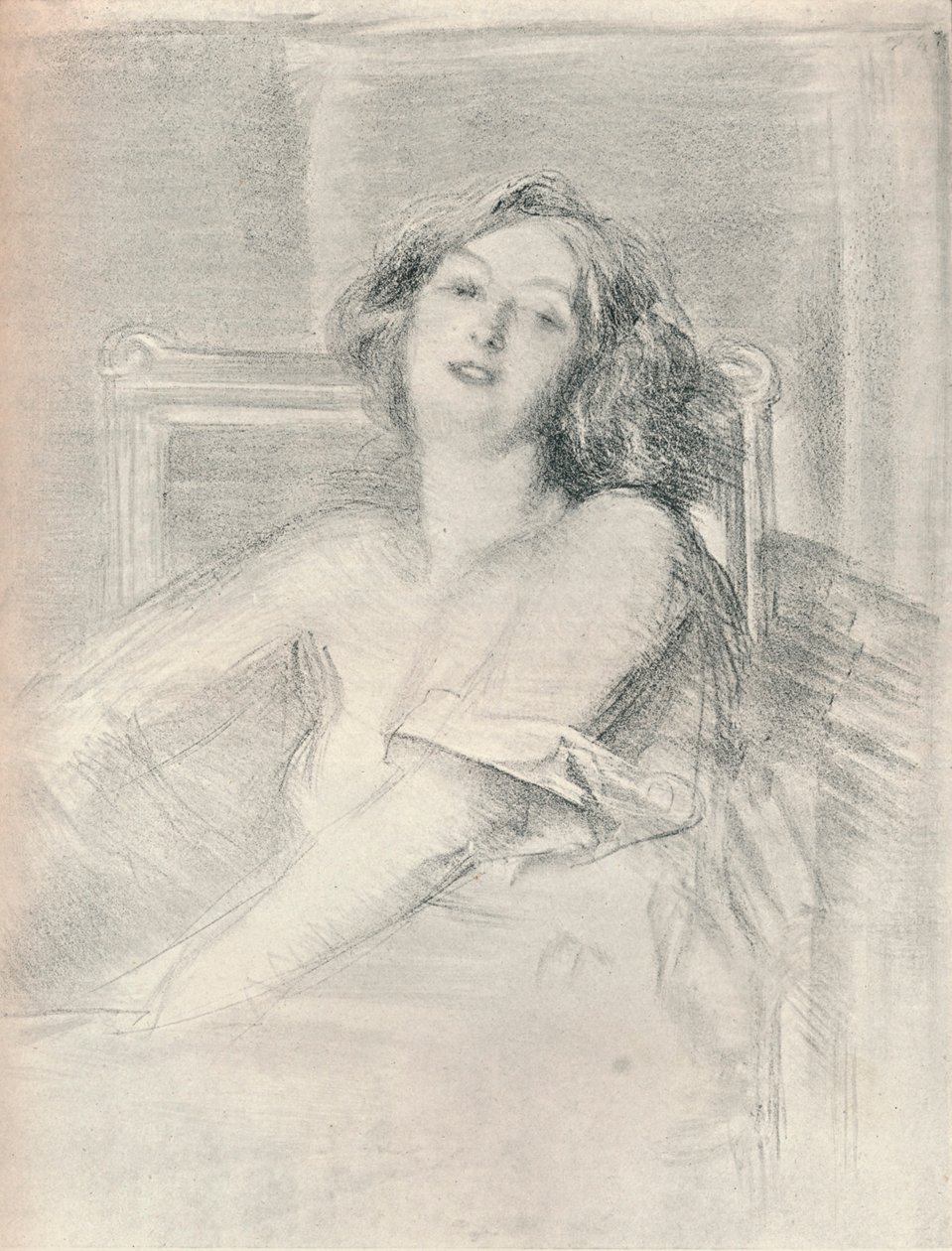 女人的石版画肖像，c1905 作者 阿尔伯特·德·贝勒罗什