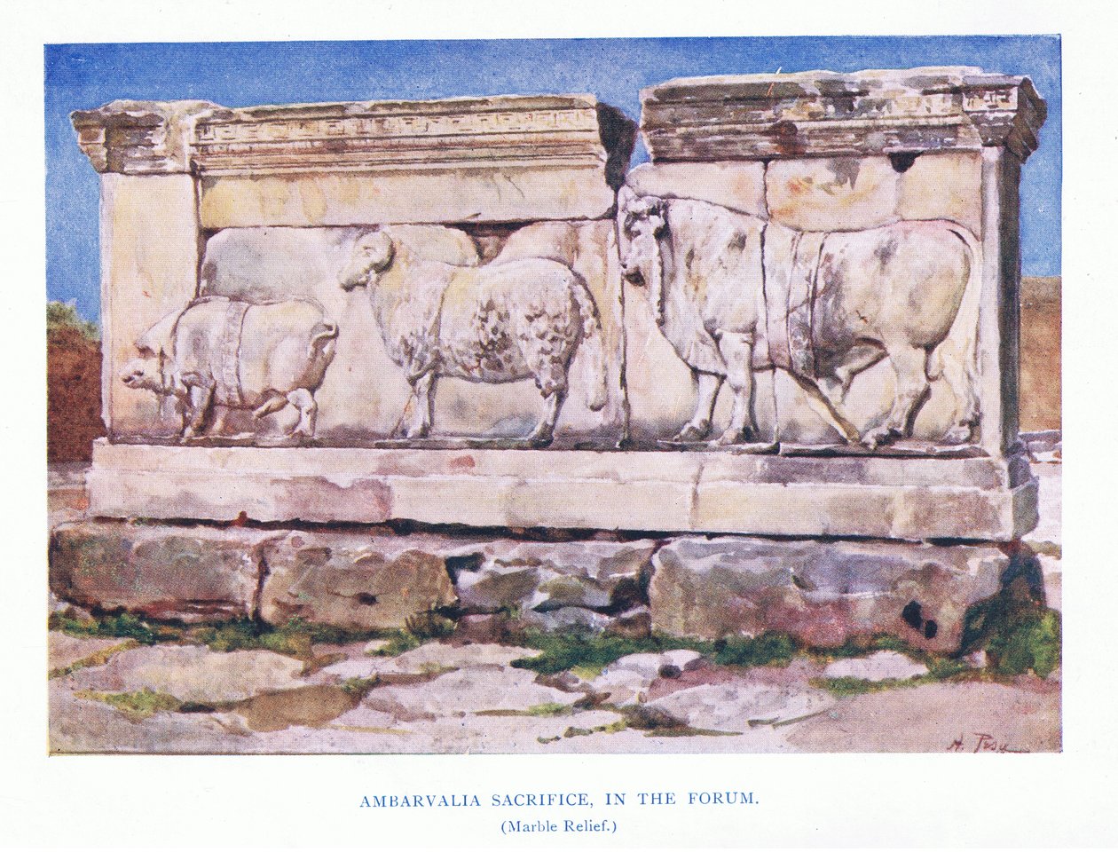Ambarvalia牺牲在论坛（大理石浮雕），来自罗马A＆C Black Ltd出版，1925年 作者 阿尔贝托·比萨