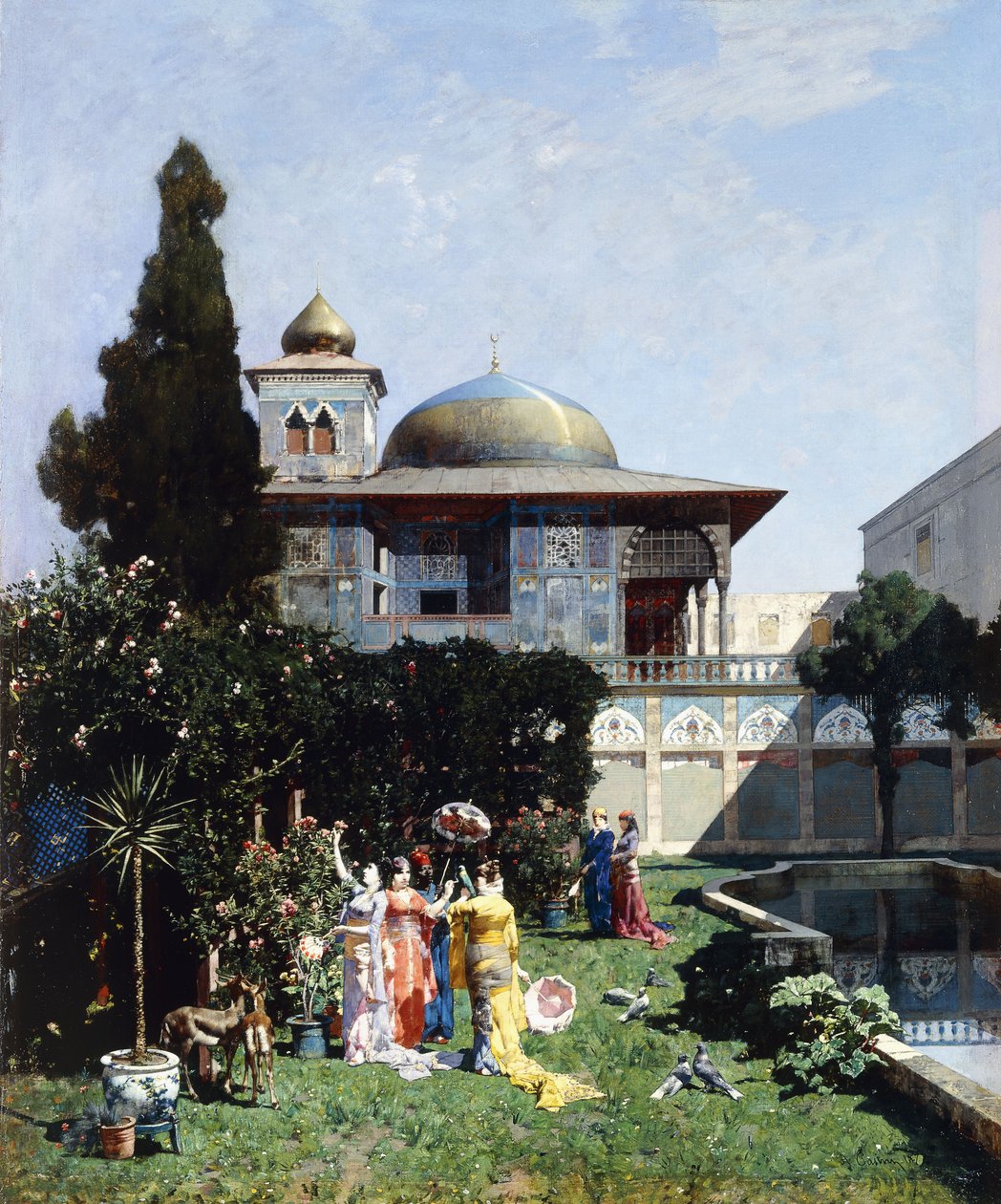 后宫花园的一个角落；后宫花园的一角，1877年 作者 阿尔贝托·帕西尼（Alberto Pasini）