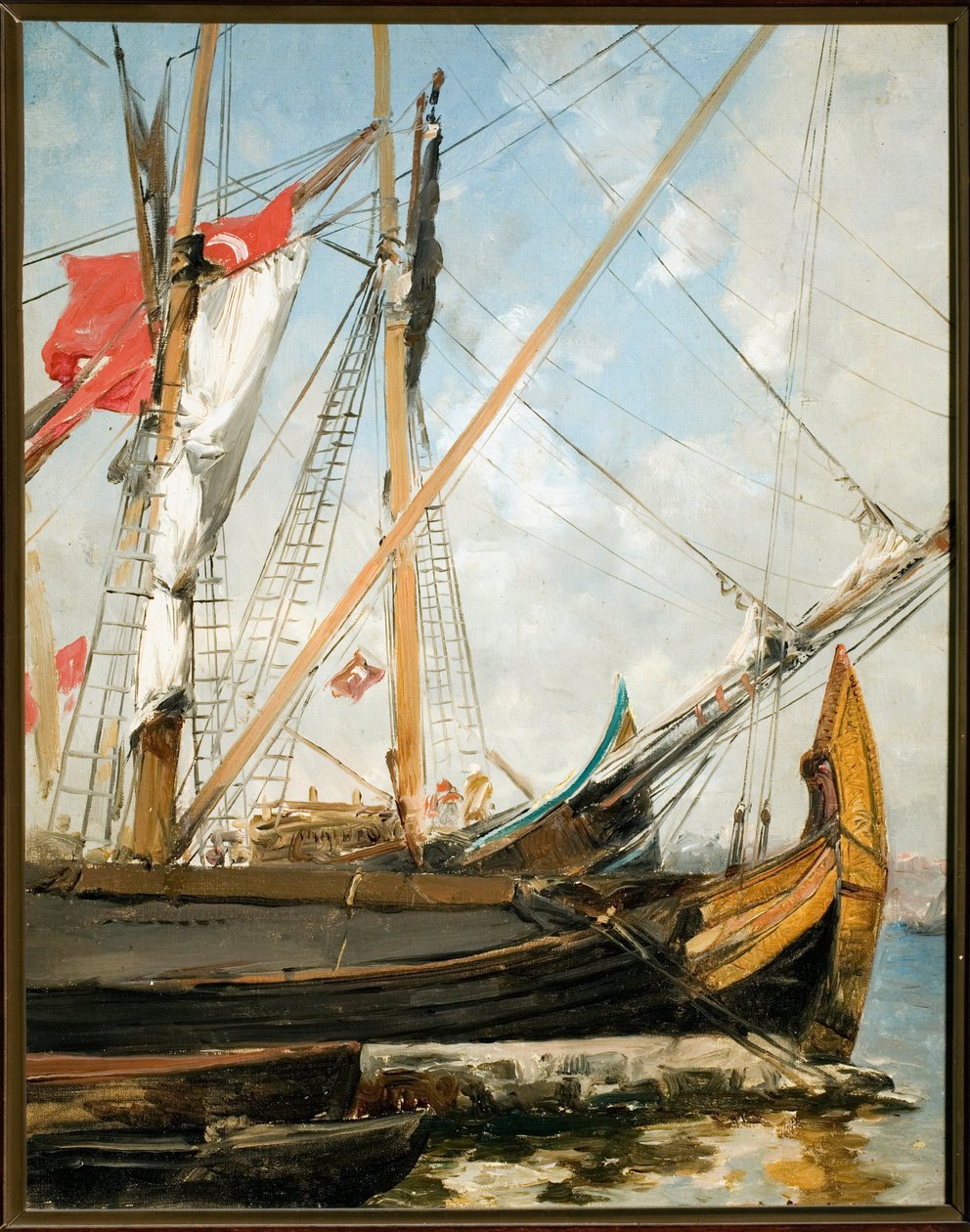 土耳其博斯普鲁斯海峡上的帆船 Alberto Pasini (1826-1899) 绘画 19 世纪 Genes，Galleria d