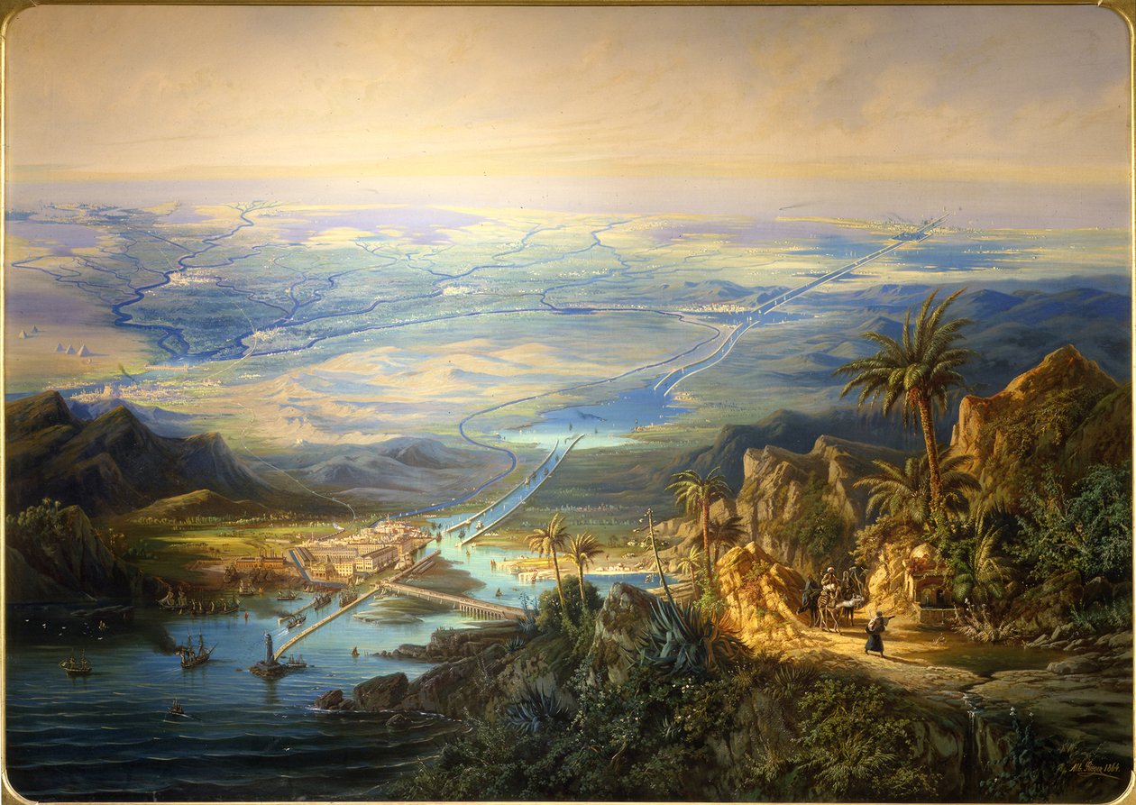 苏伊士运河，1864年 作者 阿尔伯特·里格