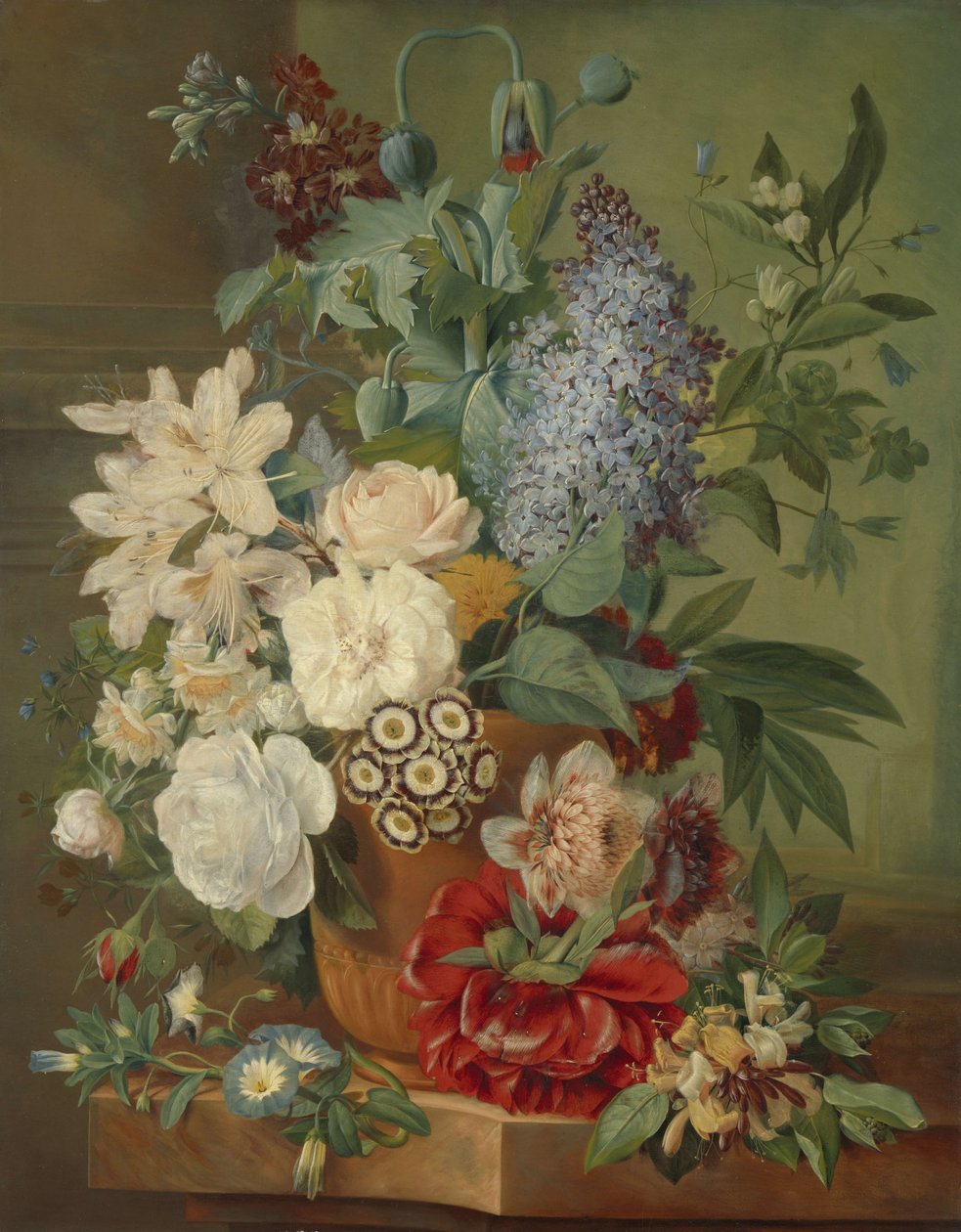 在赤土陶器花瓶的花 作者 阿尔伯特斯·乔纳斯·勃兰特