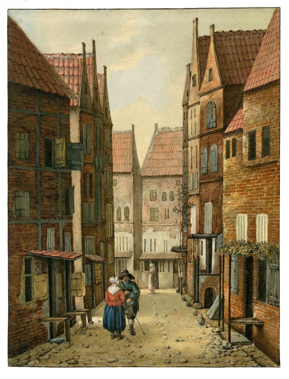 代尔夫特的街道 Albertus Brondgeest，根据 Jacobus Vrel 创作，SA Delft，inv.no.65127 作者 阿尔伯图斯·布隆吉斯特