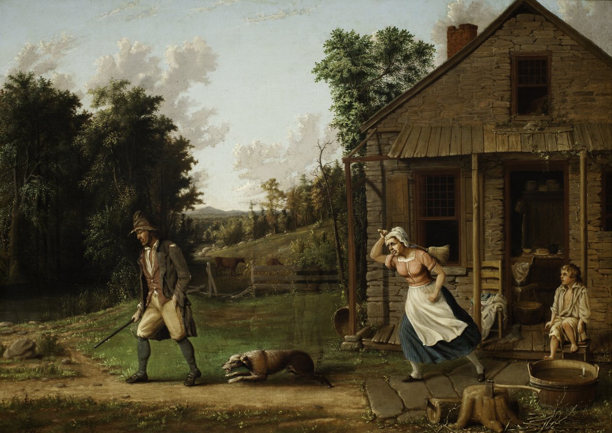 Rip Van Winkle，1880年由Dame Van Winkle在家中追逐 作者 阿尔伯特斯·杜·布鲁威