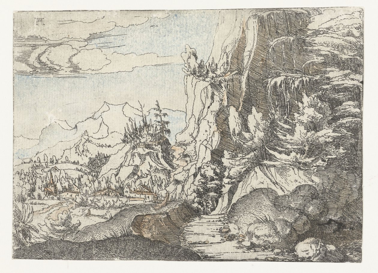 景观与阴影悬崖 作者 阿尔布雷希特·阿尔特多夫（Albrecht Altdorfer）