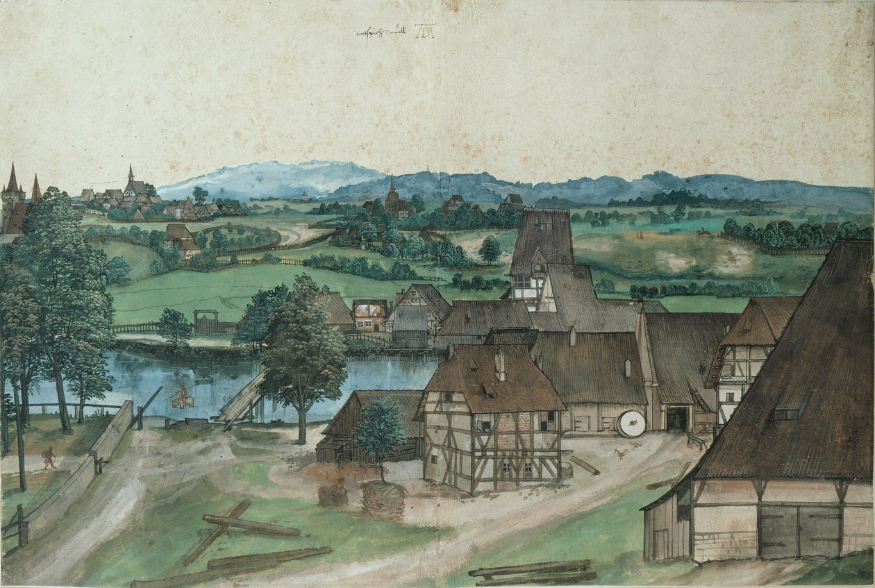 纽伦堡郊外的Hallerwiesen an der Pegnitz 作者 阿尔布雷希特丢勒