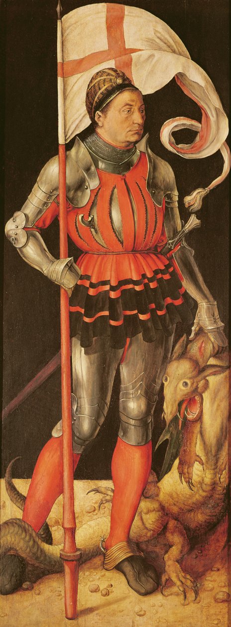 斯蒂芬·帕姆加特纳（Stephan Paumgartner）被描绘为圣乔治（Pachogartner Altarpiece）的左侧小组，第1500页（面板上的蛋彩画）（另见495745） 作者 阿尔布雷希特丢勒