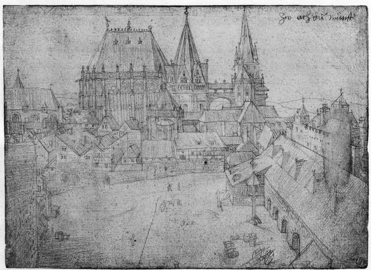 亚琛的大教堂，1520年（纸上的银点） 作者 阿尔布雷希特丢勒
