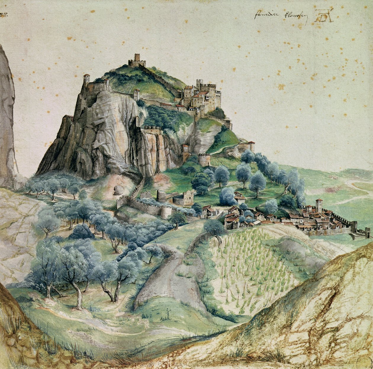 1495年在蒂罗尔州的Arco山谷景观（笔和墨水和纸上的卫生间） 作者 阿尔布雷希特丢勒