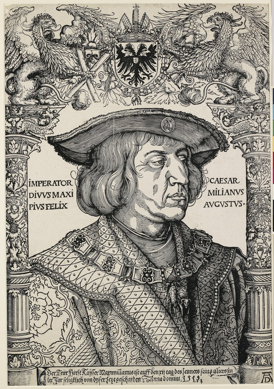 皇帝马克西米利安一世的肖像，c。 1519 作者 阿尔布雷希特丢勒