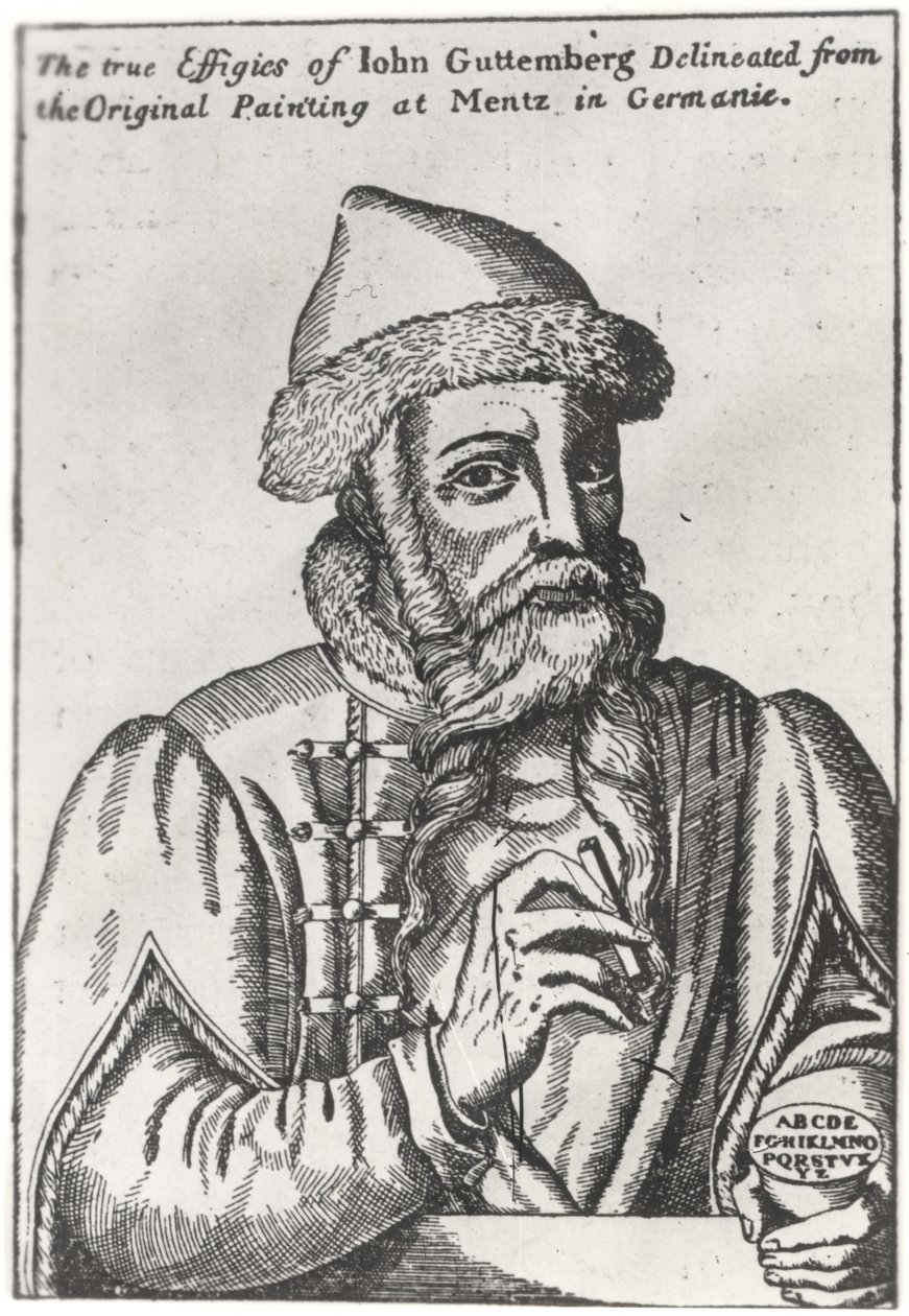 Johannes Gutenberg的肖像（约14,100-68） 作者 阿尔布雷希特·门茨