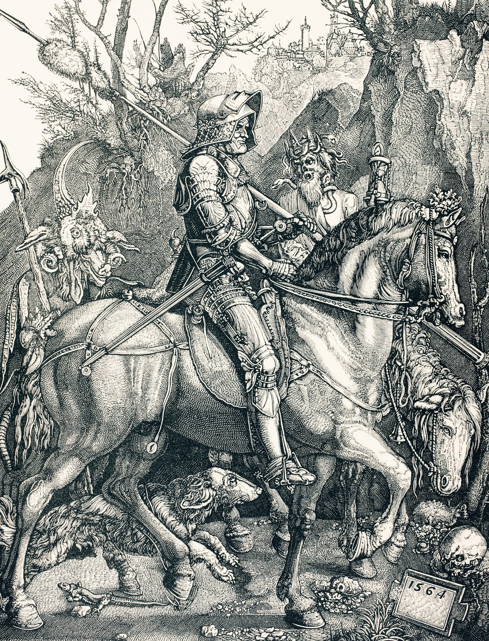 死亡骑士》，约1880年（雕刻）。 作者 Albrecht（之后）Durer或Duerer
