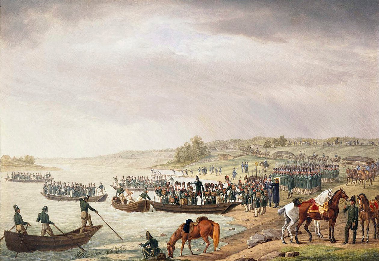1815年6月30日，意大利的尤金·德·波哈奈人兵团穿越聂门。 作者 阿尔布雷希特·亚当