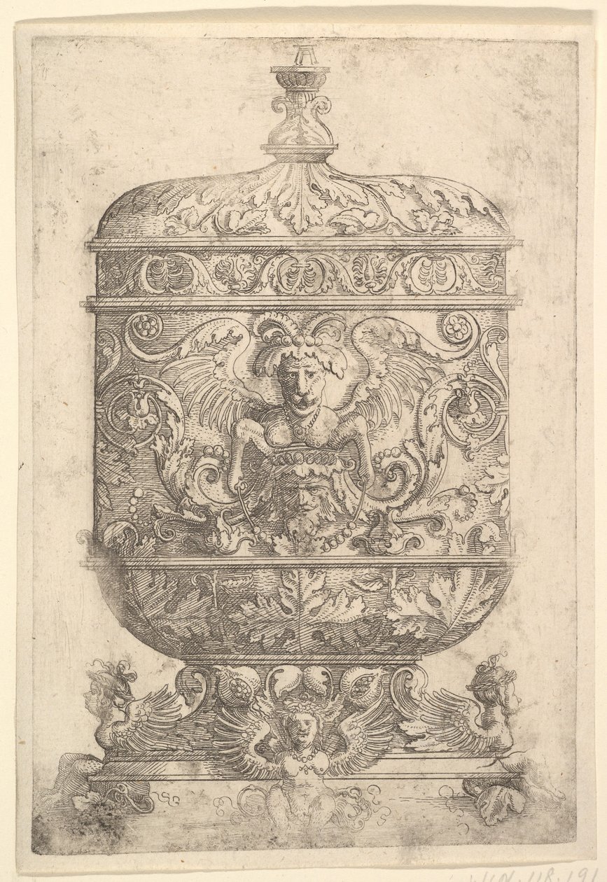 用怪胎盖在白色背景上的酒杯 作者 阿尔布雷希特·阿尔特多夫（Albrecht Altdorfer）