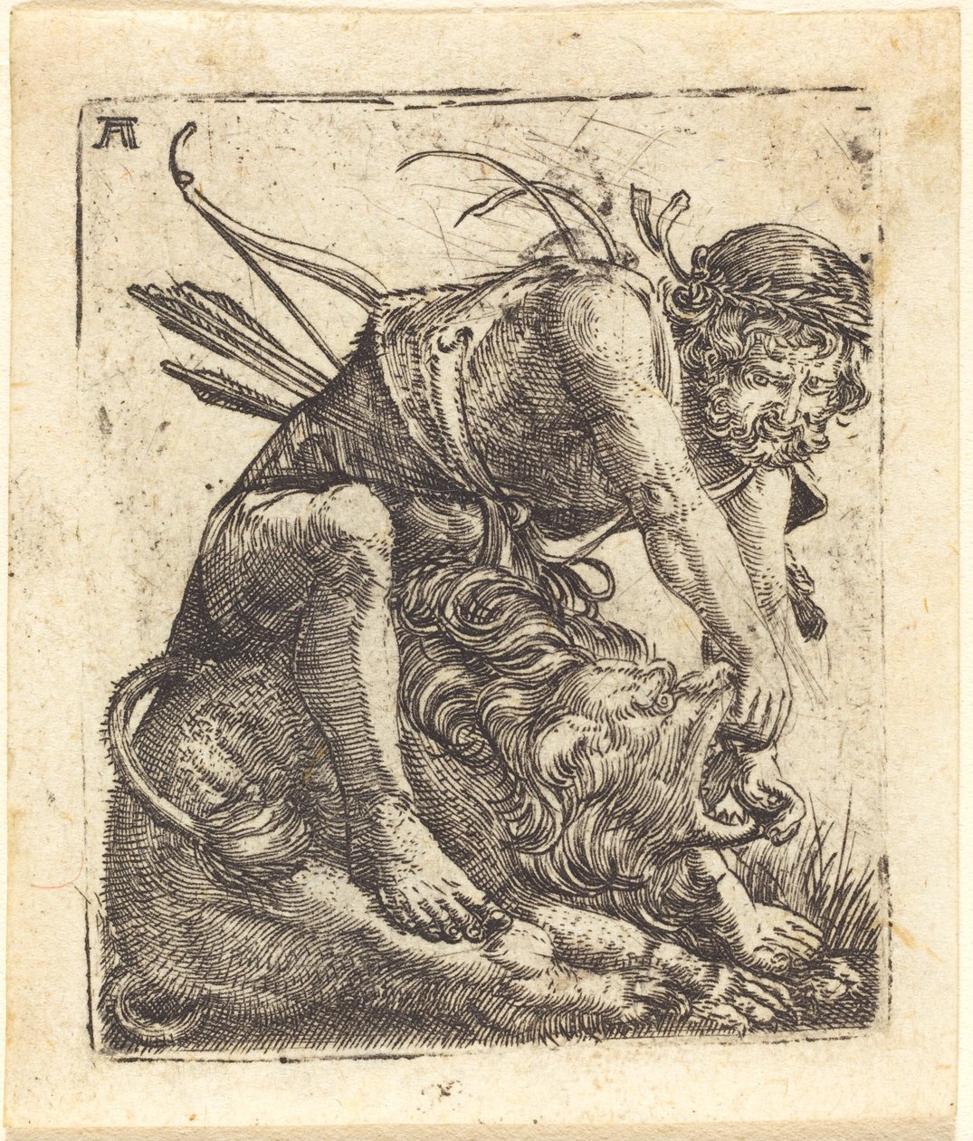 大力士战胜尼米亚雄狮 作者 阿尔布雷希特·阿尔特多夫（Albrecht Altdorfer）
