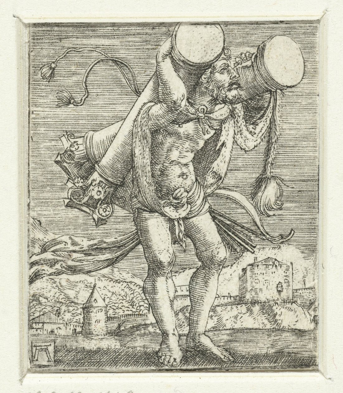 大力士扛起圆柱 作者 阿尔布雷希特·阿尔特多夫（Albrecht Altdorfer）