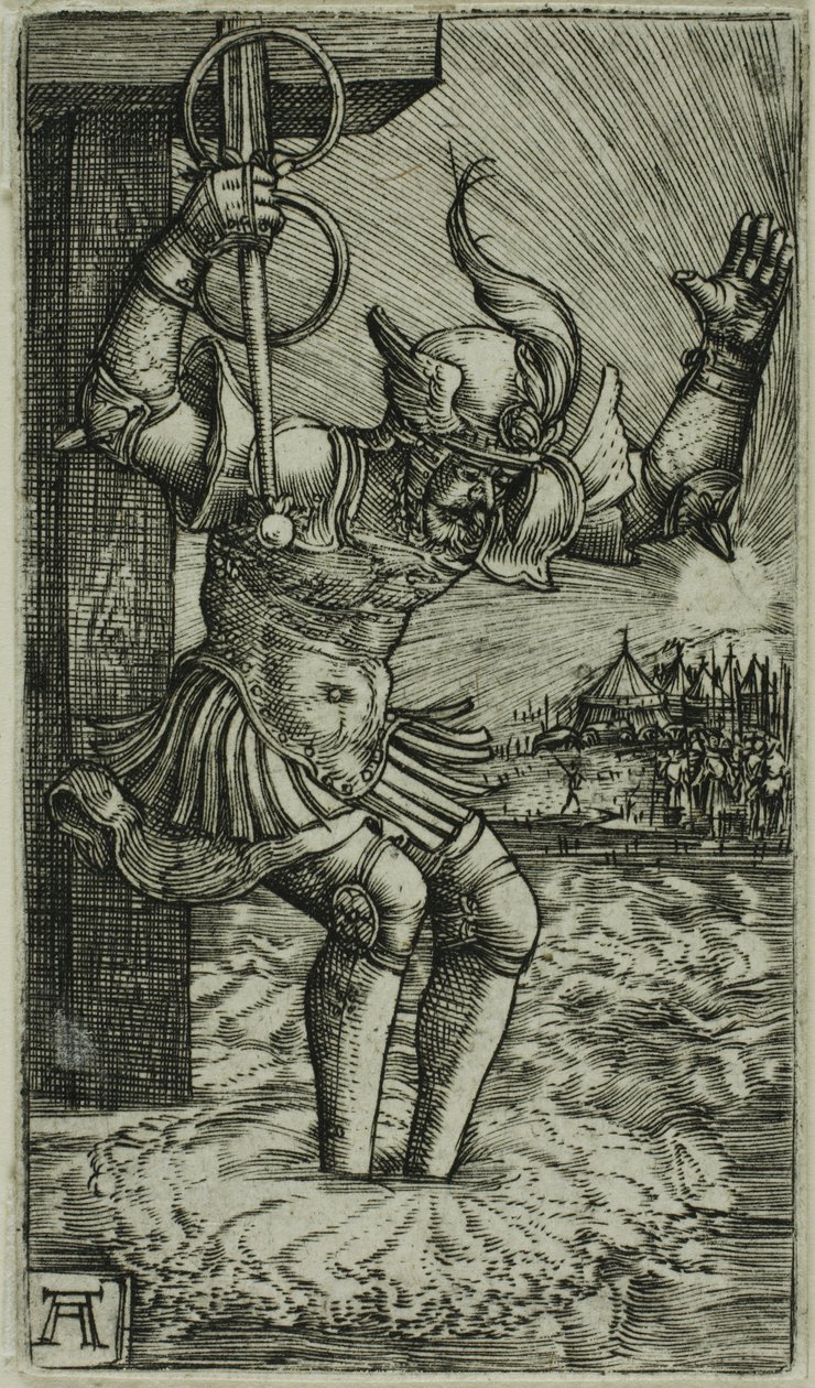 霍拉提乌斯-科克莱斯跃入台伯河 作者 阿尔布雷希特·阿尔特多夫（Albrecht Altdorfer）