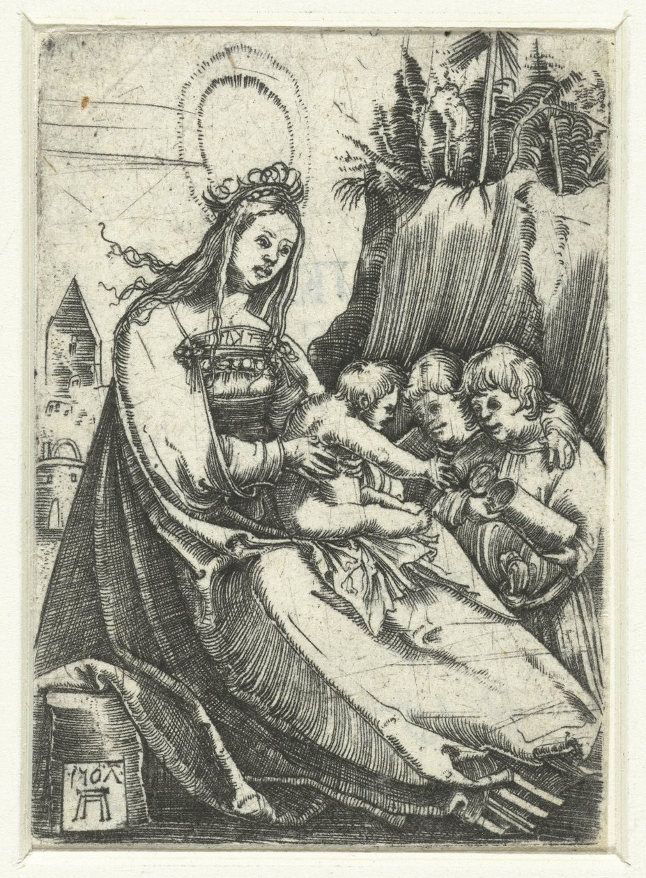 玛利亚与圣婴和两个小男孩 作者 阿尔布雷希特·阿尔特多夫（Albrecht Altdorfer）