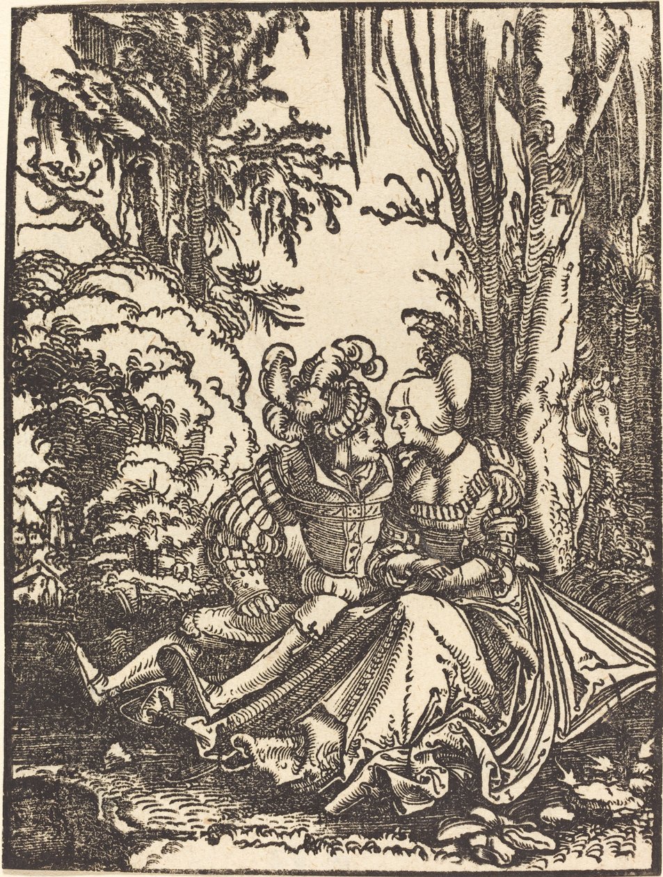 风景中的一对恋人 作者 阿尔布雷希特·阿尔特多夫（Albrecht Altdorfer）