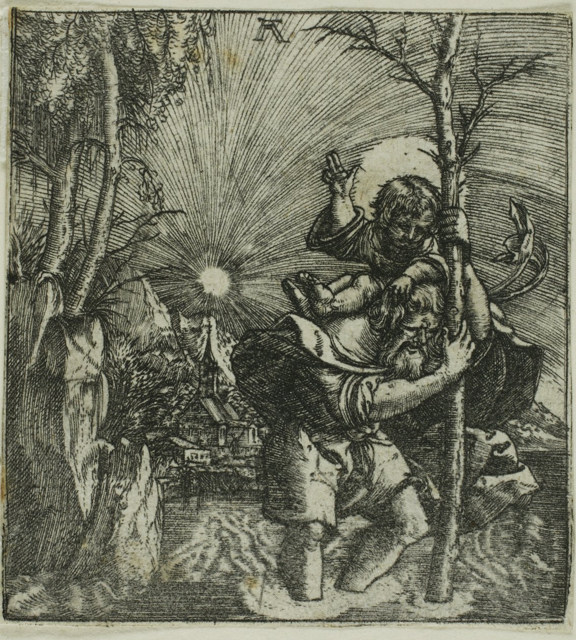 圣克里斯托弗怀抱圣婴 作者 阿尔布雷希特·阿尔特多夫（Albrecht Altdorfer）