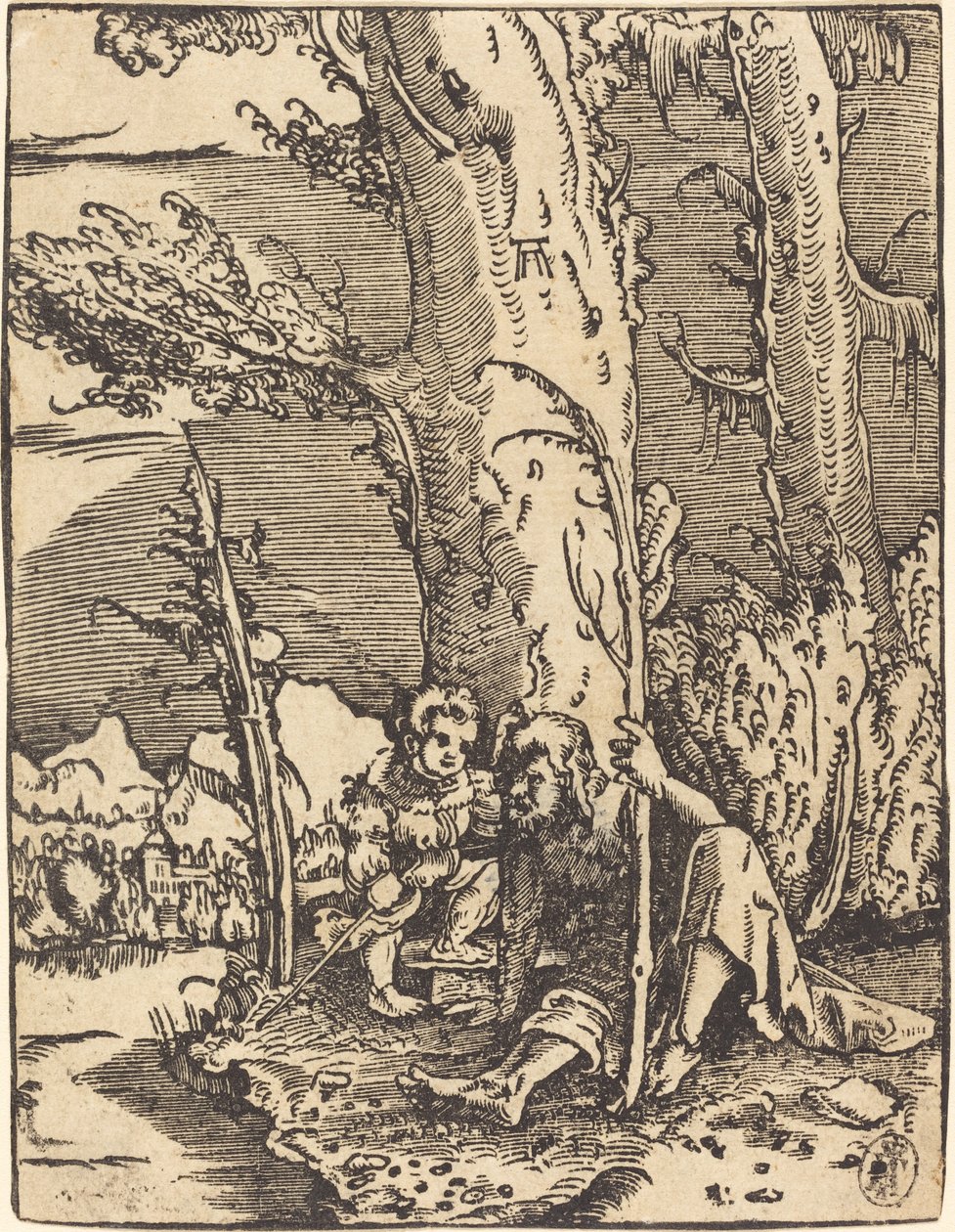 坐在河岸边的圣克里斯托弗 作者 阿尔布雷希特·阿尔特多夫（Albrecht Altdorfer）