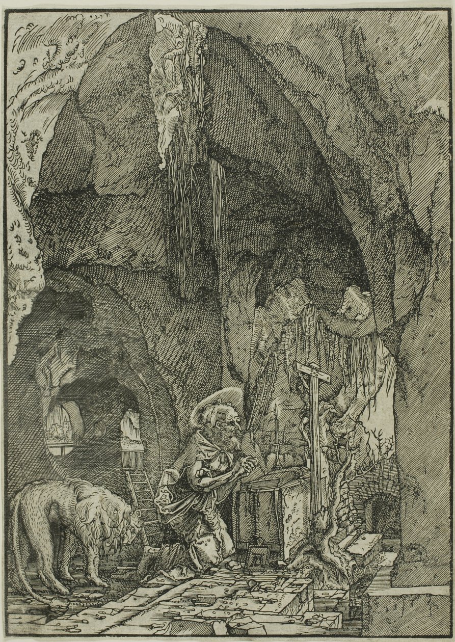 洞穴中忏悔的圣杰罗姆 作者 阿尔布雷希特·阿尔特多夫（Albrecht Altdorfer）