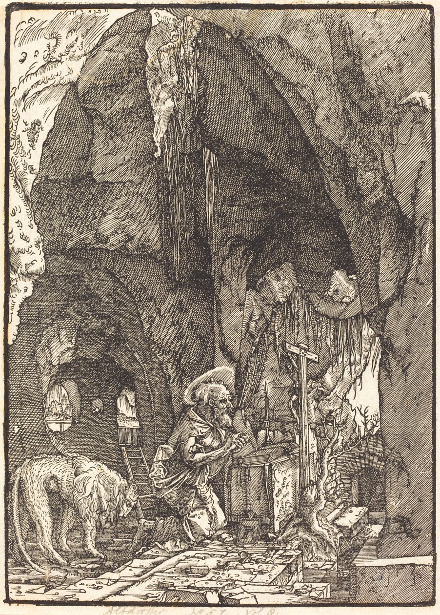 洞穴中的圣杰罗姆 作者 阿尔布雷希特·阿尔特多夫（Albrecht Altdorfer）
