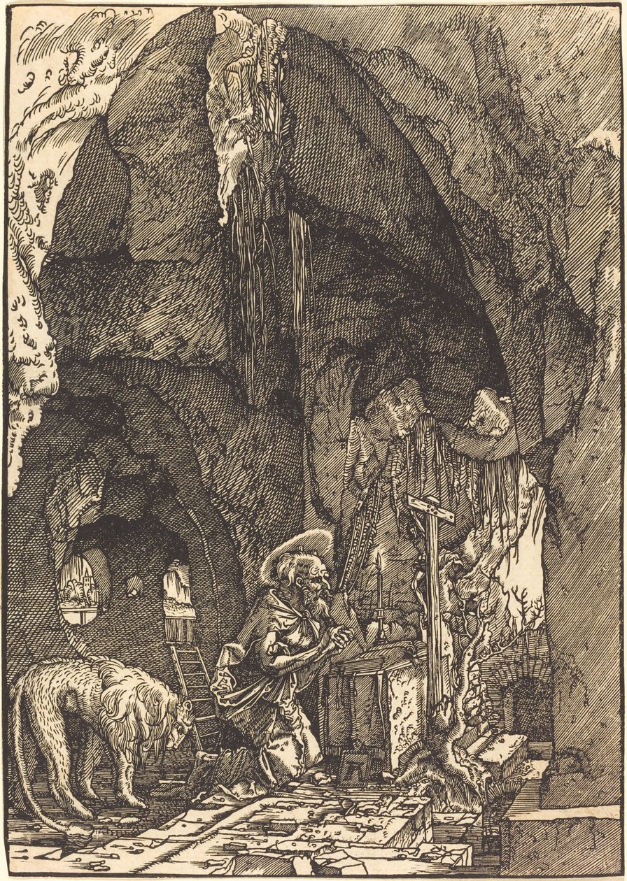 山洞里的圣杰罗姆 作者 阿尔布雷希特·阿尔特多夫（Albrecht Altdorfer）