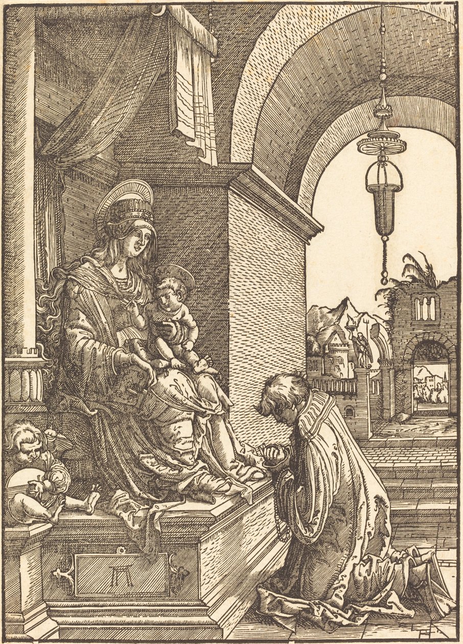 跪在圣母和圣婴前的顺从者 作者 阿尔布雷希特·阿尔特多夫（Albrecht Altdorfer）