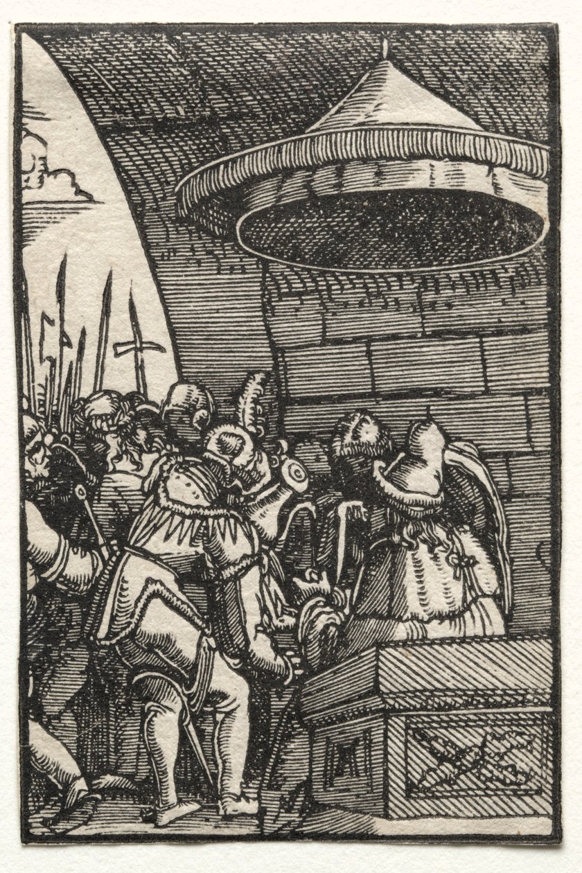 人的堕落与救赎：彼拉多洗手，c。 1515。 作者 阿尔布雷希特·阿尔特多夫（Albrecht Altdorfer）