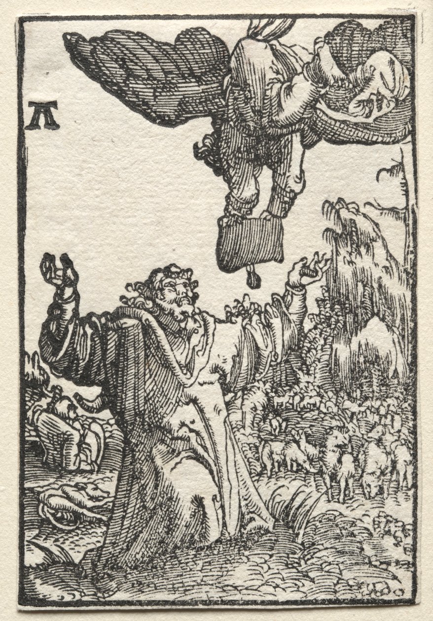人的堕落与救赎：天使给约阿希姆的信息c。 1515。 作者 阿尔布雷希特·阿尔特多夫（Albrecht Altdorfer）