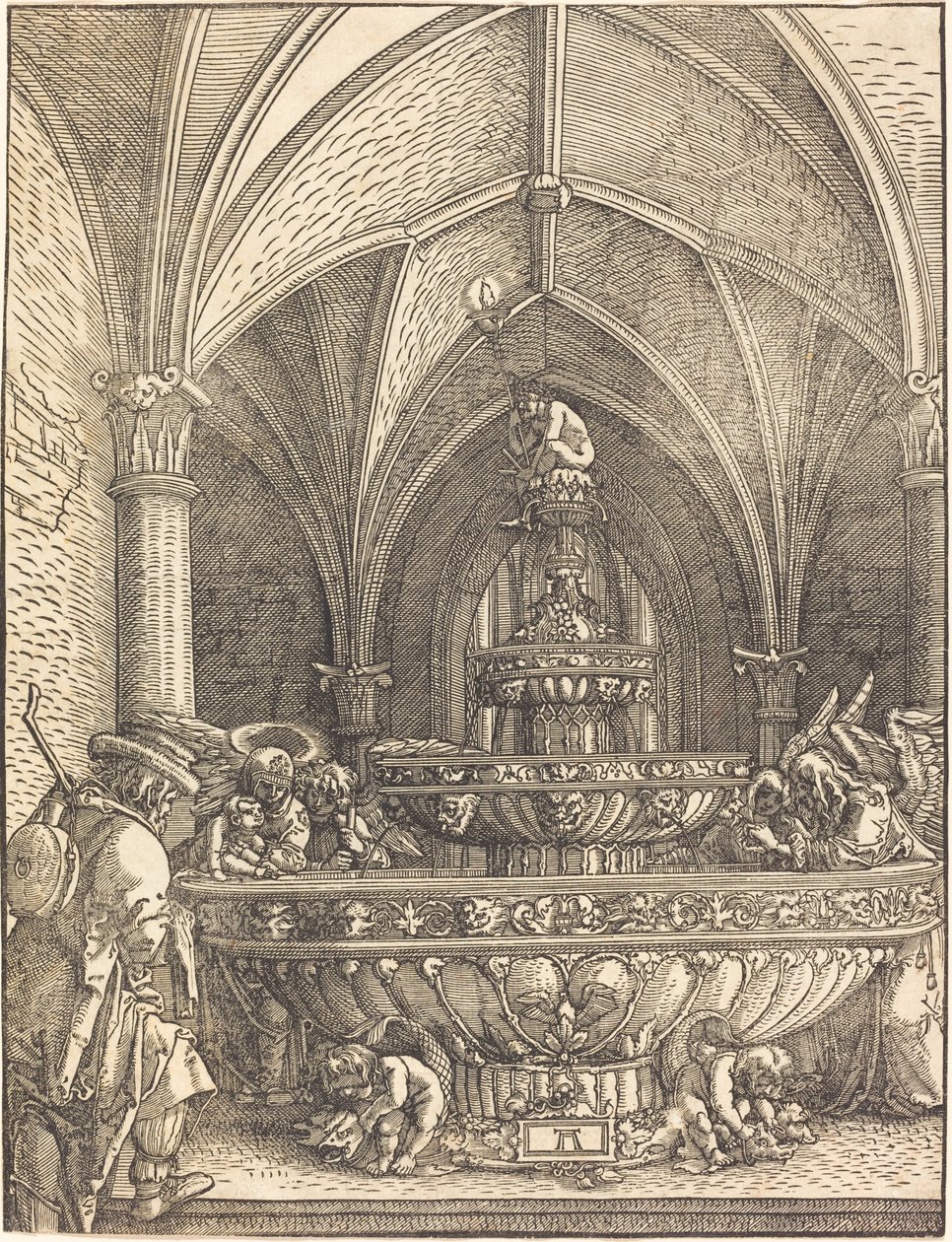 在喷泉边飞行到埃及的其余部分 作者 阿尔布雷希特·阿尔特多夫（Albrecht Altdorfer）