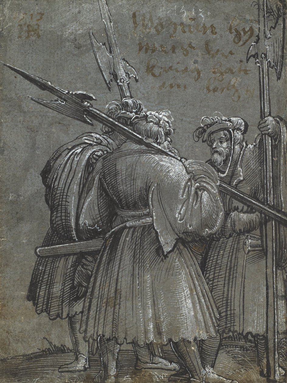 三夜守夜人，1513（蓝灰色纸上绘图） 作者 阿尔布雷希特·阿尔特多夫（Albrecht Altdorfer）