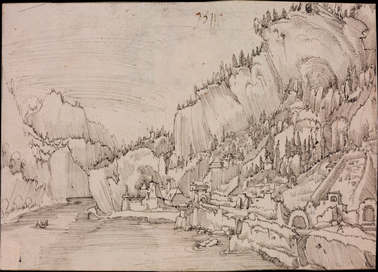 Vue de Sarmingstein sur le Danube (Autriche) - Dessin de Albrecht Altdorfer (vers 1480-1538) 作者 阿尔布雷希特·阿尔特多夫（Albrecht Altdorfer）