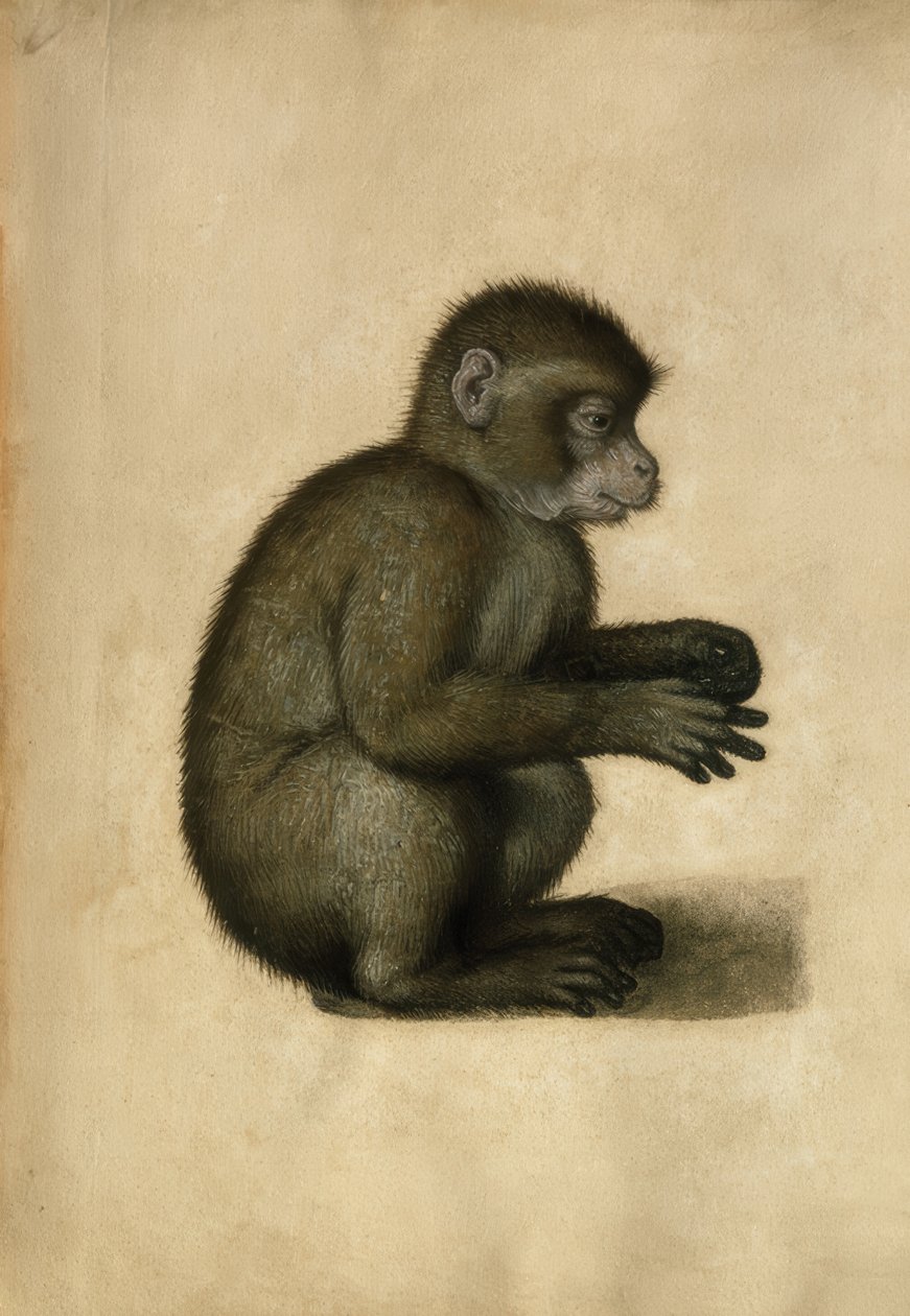 猴子-水彩画，A.Dürerattrib。 作者 阿尔布雷希特丢勒