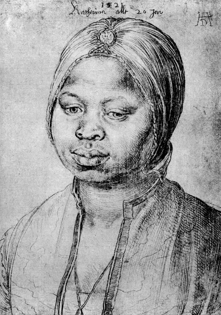 凯瑟琳（Catherine），葡萄牙布拉道（Bradao）的穆拉塔（Mulatta），1521年，1936年 作者 阿尔布雷希特丢勒