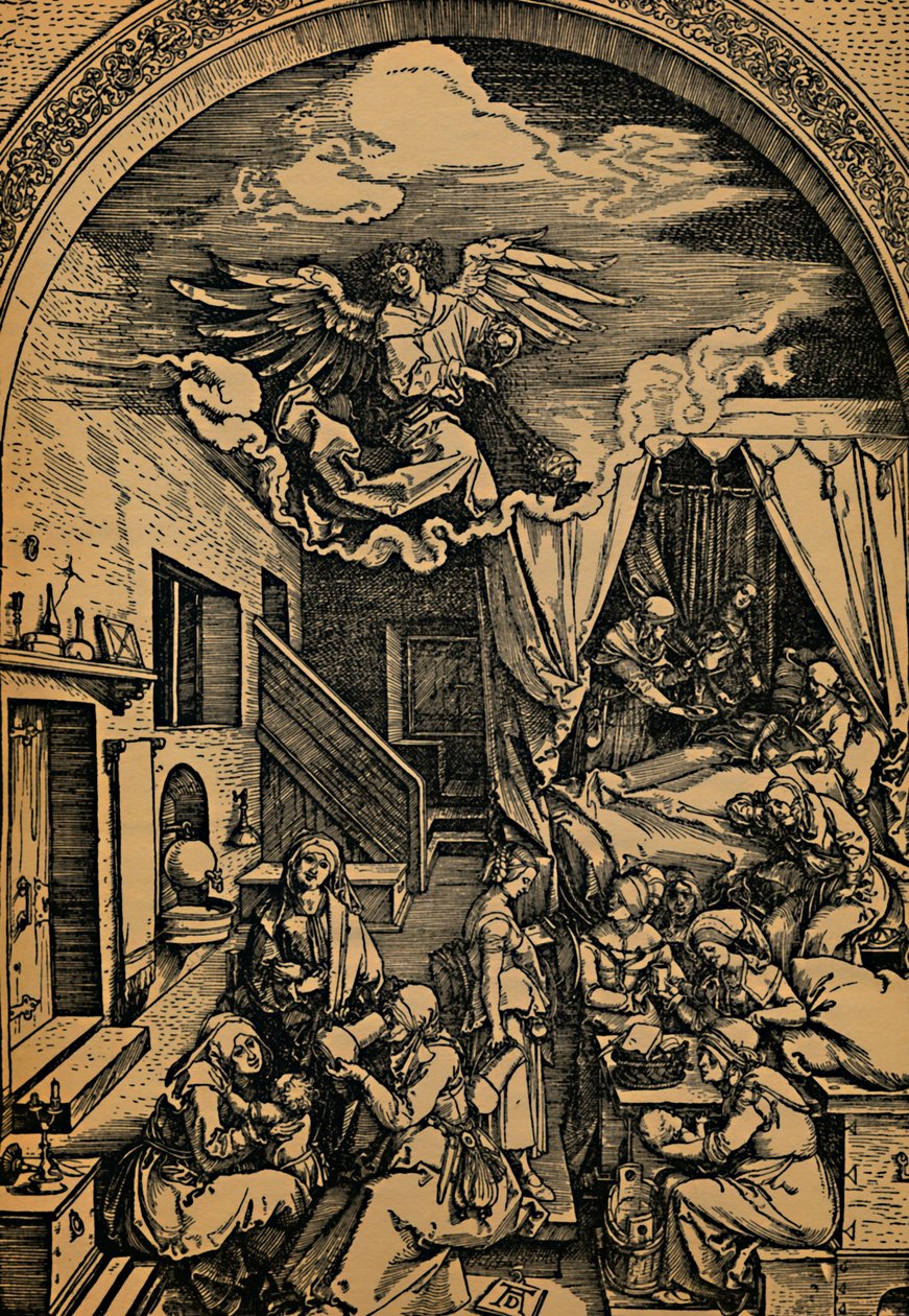 玛丽（Mary）的出生，1503-1504年。 作者 阿尔布雷希特丢勒