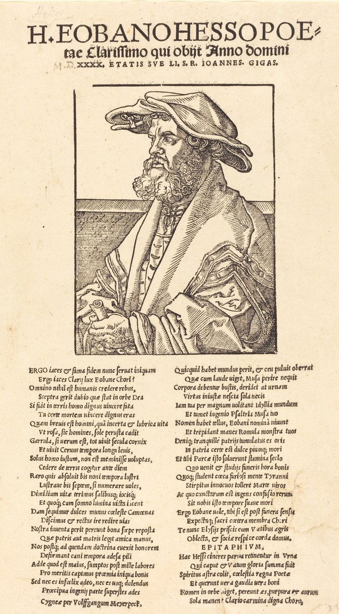 Eobanus Hess，1526年。 作者 阿尔布雷希特丢勒